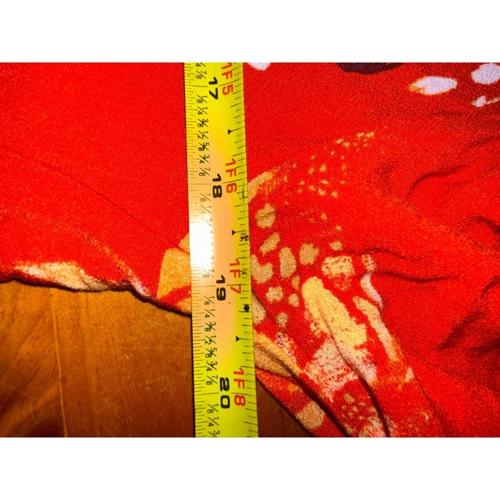 Free People Tunic Women Small Red Butterfly Wing Print High Low V-Neck Boho Top